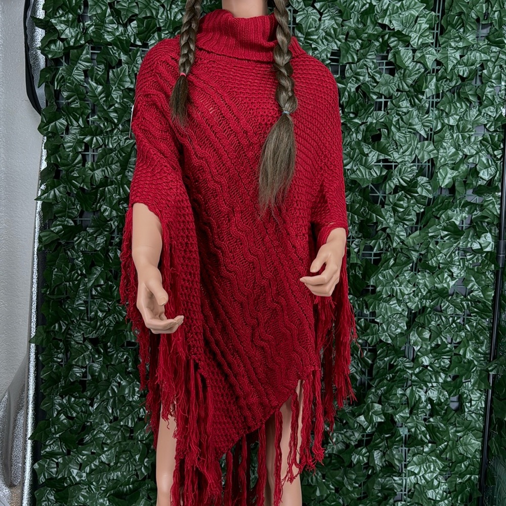 Large/X-large Charlotte Russe Knitted Red Shawl #0466